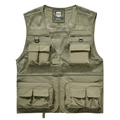 Olive green multi-pocket outdoor mesh tactical vest for fishing and hiking activities - M / Khaki