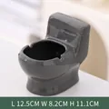 Posacenere in ceramica grigio scuro a forma di WC, ornamento creativo da scrivania - Grigio