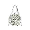 Silver 3D rose acrylic evening bag with metallic finish and beaded top handle - With Handle / Silver