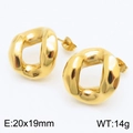 Irregular textured gold twist hoop earrings in polished stainless steel for women - Gold Pair (KE110907-KJX)