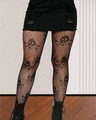 Sexy black skull pattern fishnet tights for women gothic halloween nylon pantyhose - XL / Starry Skull Pattern