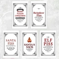 Lot de cinq étiquettes de vin de Noël vintage avec des blagues de vacances drôles - QT713-2