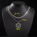 Ensemble de colliers double couche en acier argenté avec pendentif volleyball évidé - Chaîne Serpent (50+5) + Chaîne Box 60