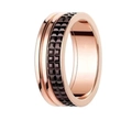 Classic 18K rose gold ring with black checkered texture for men and women - Style 5