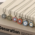 Detail of nautical compass necklaces in gold and silver finish with enamel colorful inlay - Compass Style B / Steel Black