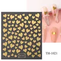 Goldene Herz-Nagelaufkleber mit metallischem Goldfolien-Effekt für Maniküre - TH-1021 (Goldene Herzen Mehrere Größen)
