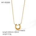 Golden 18K gold-plated U-shaped horseshoe pendant on a 40cm snake chain necklace - Horseshoe Style (HF-X2205)