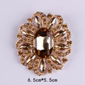Floral crystal brooch with amber rhinestone and 6.5cm by 5.5cm size dimension - Gold Coffee Crystal