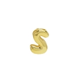 Polished 18k gold bubble letter S pendant with 3D metallic texture on white background - Letter S Pendant / Gold