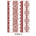 Waterproof henna lace tattoo stickers in dark red floral patterns, model W309-S - Multiple Lace Patterns (W309-S)