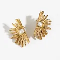 Vintage goldene Sonnenstrahl-Ohrringe mit quadratischen Kunstperlen hochwertig - Gold (KD3220)