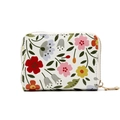 Floral accordion card holder in white fabric with colorful small flower patterns - Spring Flowers