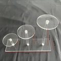 Transparent acrylic 3-tier jewelry stand with circular trays for product display - 3-Round Long Display Stand / Clear
