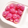 Pink iridescent acrylic round beads with UV coating for DIY jewelry making and crafts - Bright Rose Red