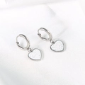 Orecchini eleganti a forma di cuore in acciaio argento con finitura glitter bianca - 2.0*8mm / Argento-Cuore Bianco