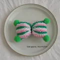 Pink and green striped plush lamb wool bow pendant accessory for Christmas DIY - Bow / Green Stripes