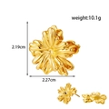 Golden double-layered floral earrings in polished stainless steel with size measurements - Gold Flower-ER-1270