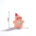 Miniature pink gingerbread man figurine with red Christmas hat for holiday DIY decor - 5# Bib
