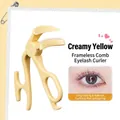 Creamy yellow curler with built-in comb for lash separation and lifting effect - Rimless Comb Coffee Yellow