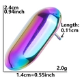 Detailed size parameters of 304 stainless steel rainbow earrings showing 2.4cm x 1.4cm dimensions - Smooth Oval Shape (D25) / AB Color