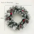Christmas wreath Style B with 50cm diameter featuring red berries and pine cones - 50cm / Style B