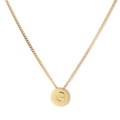 Minimalist golden stainless steel necklace featuring a polished round letter G pendant - Letter G (KN118645-K)