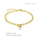 Bracciale con perle in acciaio inossidabile dorato con moneta Elizabeth e cuori - Stile Perle Rotonde(LB1166) / Oro