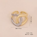 Bague réglable en cuivre doré avec doubles courbes entrelacées et zircons scintillants - Style Entrelacé à Double Courbe (8#)