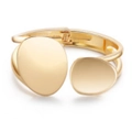 Minimalist double layer gold cuff bracelet with irregular asymmetric flat pearl metal plates - Irregular Double Slice Open (SZYS-005HJ-J)
