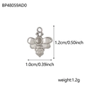 Silver bee charm pendant in stainless steel with 1.2cm height and 1.0cm width dimensions - Silver Bee Shape Pendant(BP48059AD0) / Silver