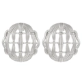 Elegant silver 18k stainless steel hollow cage stud earrings with wave edges for women - Steel Color Round Hollow Woven (M-120)