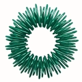 Macro detail of a green spring metal finger massage ring with a glossy finish - Dark Green