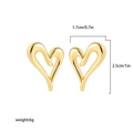 Minimalist 18K gold plated stainless steel hollow heart stud earrings, 2.5cm height - Streamlined Hollow Heart Studs (22265_4)
