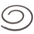 Dunkelgraue Titanstahl-Halskette im Vintage-Stil mit sicherem Karabinerverschluss - Schwarz gekocht 7mm Stil (KN87986-K)