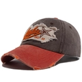 Berretto da baseball retrò vintage con corona marrone, visiera arancione e ricamo Athletic - Regolabile / Rosso Arancio