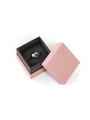 Pink jewelry gift box featuring a silver turquoise ring with crystal accents - Ring Box (With Text) / Pink