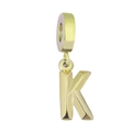 Minimalist golden titanium steel letter K charm pendant with polished finish for DIY jewelry - Letter K