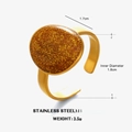 Verstellbarer goldener Edelstahlring mit ovaler Glitzereinlage im französischen Retro-Stil - Ovale Oberfläche / Gold (Glitzer)
