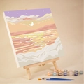 DIY sunset ocean digital oil painting kit with mini easel brushes and 12 acrylic paints - AVN93 Seaside Sunset