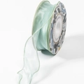Translucent mint green chiffon ribbon roll with elegant pearl overlock edge for bouquets - Fishtail Yarn (Standard Roll) / Avocado Green