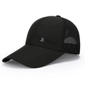 Berretto da baseball da uomo in rete nera con patch R VOGUER per protezione solare - Nero / Regolabile