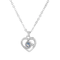 Silver heart projection necklace with 100 languages I Love You engraving and white crystal - Hollow Heart Style (3427)
