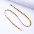 Collana a catena NK piatta in acciaio inossidabile dorato con chiusura a moschettone - Stile NK Sbalzato / 7.0mm / Oro / EU 45