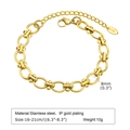 Detail showing 8mm width and K18 hallmark on golden stainless steel Figaro chain - Smooth Splicing Bracelet 8mm Style (BR-1552)