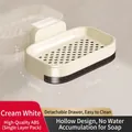 Creamy white wall-mounted soap dish with double-layer drainage and removable tray - 2 Pack Single Layer / Cream White