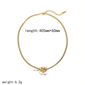 18k gold plated flower necklace with detailed dimensions and 405mm chain length - 3D Flower Necklace (TN3390) / Gold