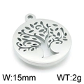 Pendentif Arbre de Vie rond en acier inoxydable argenté 15mm au design ajouré - 15mm / Couleur Acier