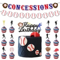 Baseball birthday party decoration set with concessions banner and cupcake toppers - Letter Banner and Cake Toppers Set - Style B