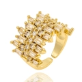 Luxurious gold-plated multi-layer open ring with sparkling cubic zirconia stones - Mixed Pave Multi-Layer Style