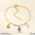 Zweilagige Edelstahl-Fußkette in Gold mit Mais- Rettich- und Chili-Anhängern - Mais Rettich Chili (KJ4645-ZLA)